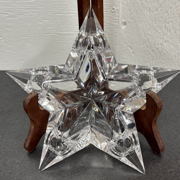 Mikasa Stellar Star 5 Hole Lead Crystal Candle Holder Clear Xmas Centerpiece - Picture 5 of 10